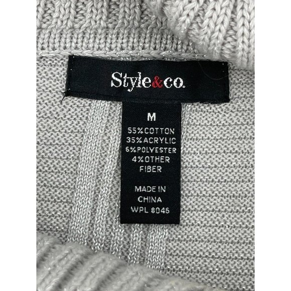 Style & Co. Women's Gray Knit Long Sleeve Collared Tunic Sweater Size Medium - Picture 5 of 10